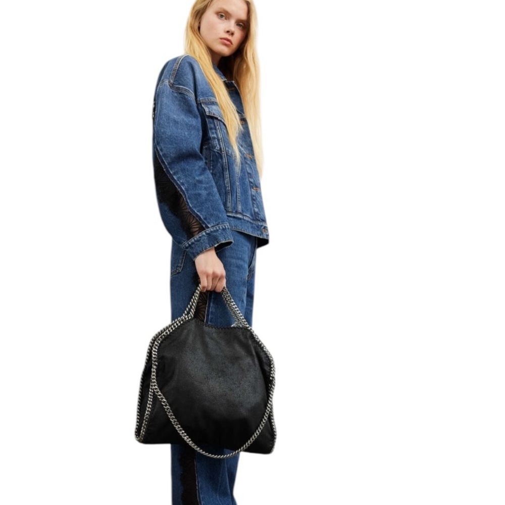 Authentic Stella McCartney iconic black silver Falabella tote bag NEW NWOT - Picture 4 of 11